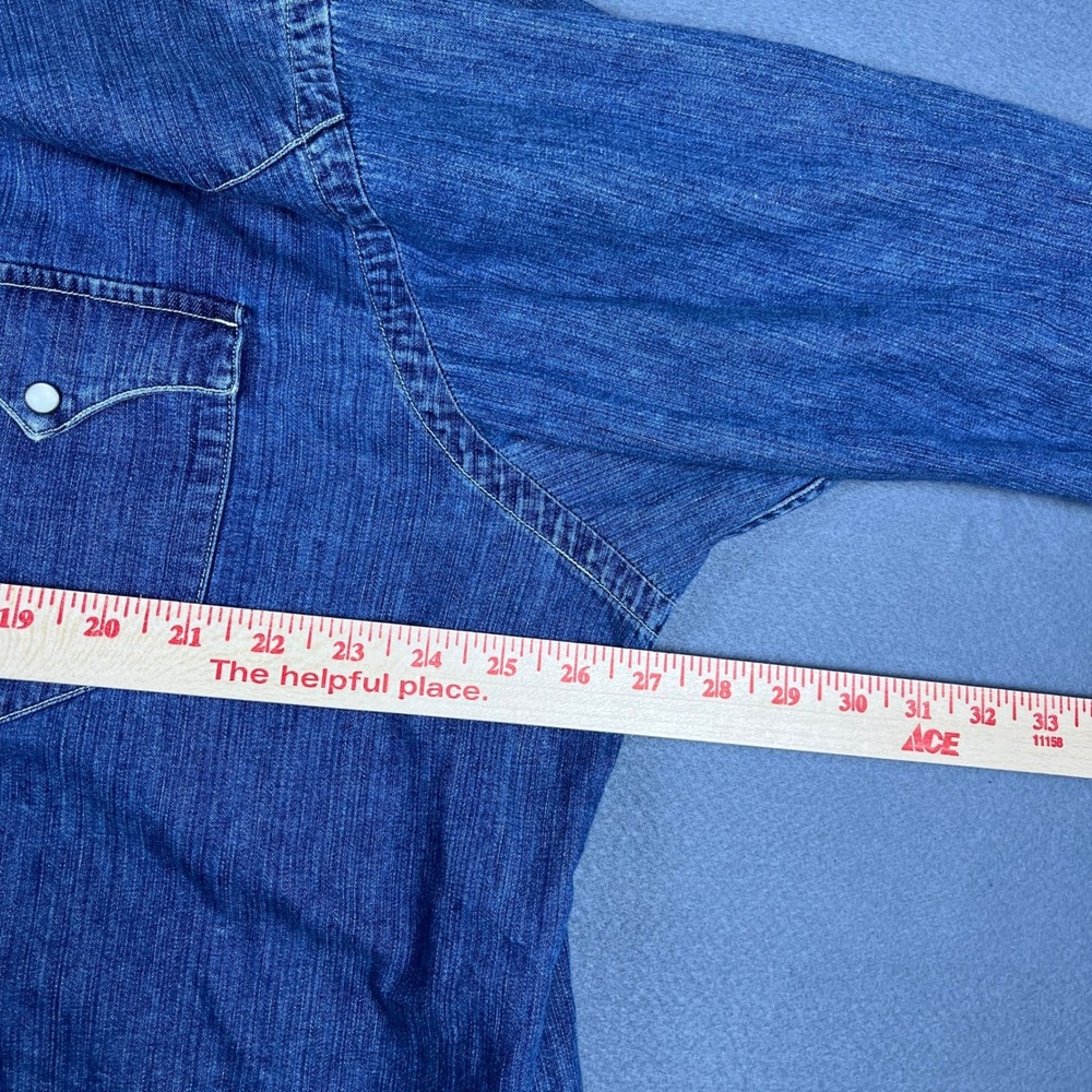 Polo Ralph Lauren Mens XXL Classic Western Denim Shirt Blue Wash Snap Front - Picture 8 of 9